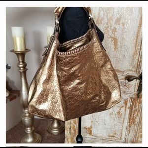 Gucci extra large gold leather horsebit